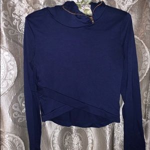 Navy blue hooded crop top